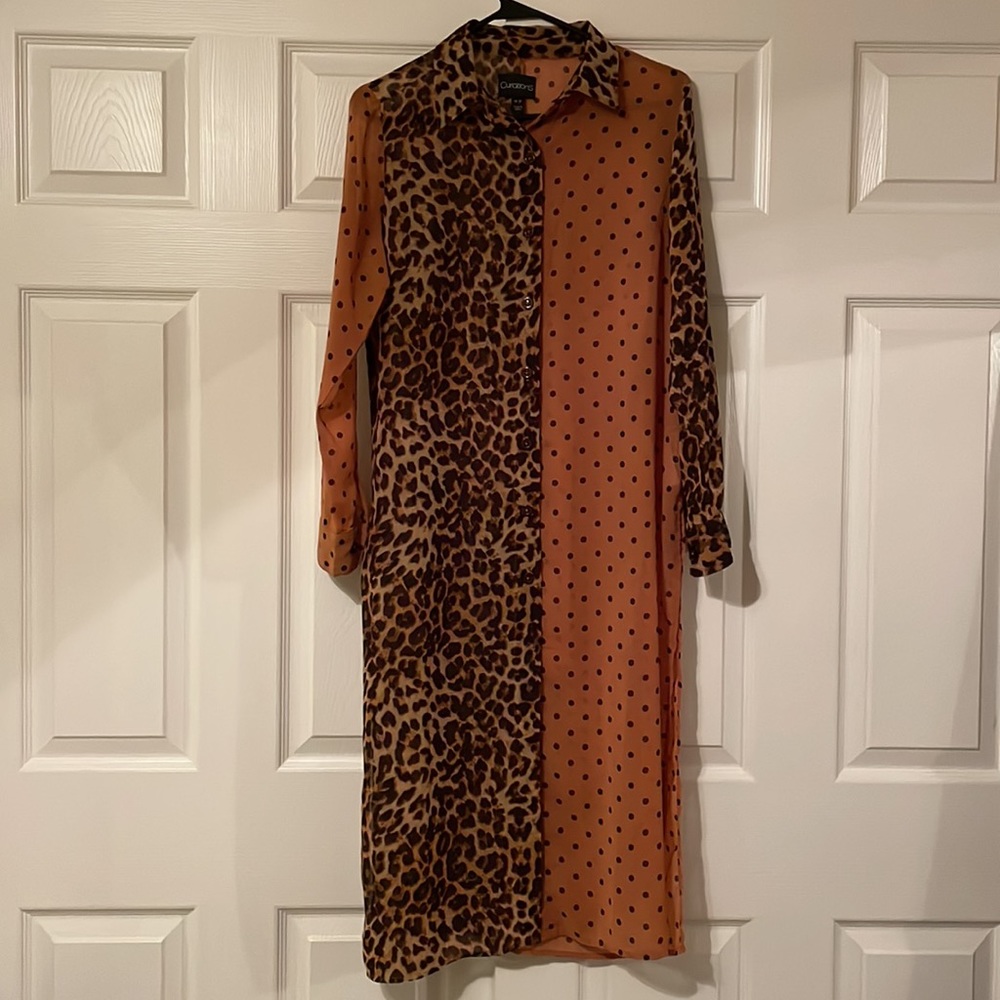 Color Block Button Up Duster - Picture 2 of 4